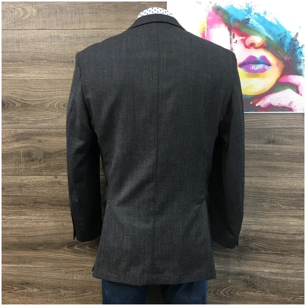 CALVIN KLEIN Mens Blazer Sport Coat Casual Jacket Size 44L‎ Two Button Wool Suit
